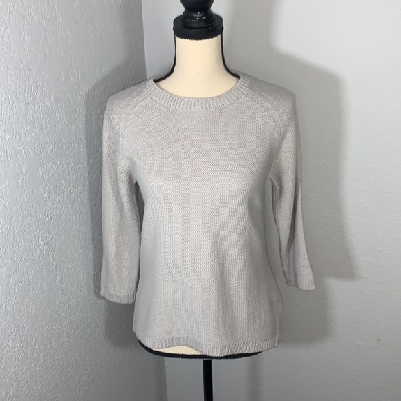 Zara Knit Gray Zipper Back Crewneck Pullover Sweater size Medium - Picture 4 of 12